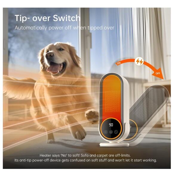 Space Heater Indoor Efficient Adjust Therm,1200W PTC Rapid,Ceramic,Remote,Timer - Picture 5 of 8